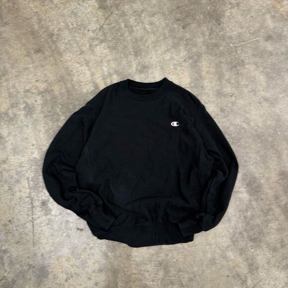 Champion vintage reverse weave heavyweight black crewneck sweatshirt - Picture 1 of 3
